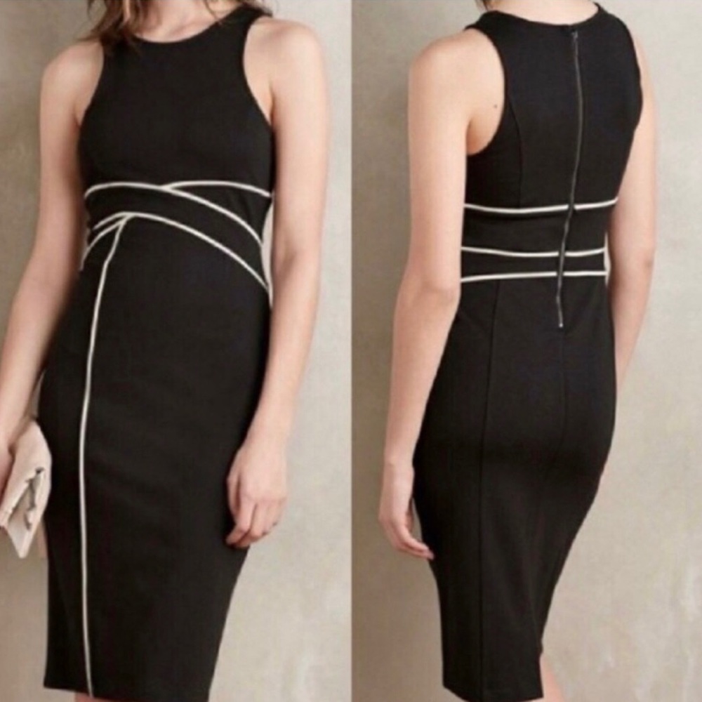 Maeve Cocktail Black Cavatina Sleeveless Knee Length Sheath Dress Size 4 Office